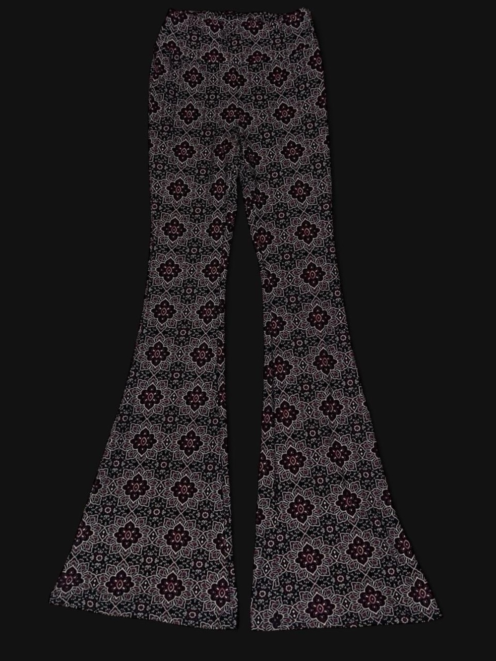 No Boundaries Black Floral Paisley Flare Leggings